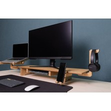 Ahşap Monitör Standı,çift Monitör Standı,çift Monitör Masa Çalışma Alanı Standı- Vernikli