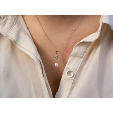 Safir Kuyumculuk İnci Taşlı Altın Kolye - 14 Ayar Altın & Deep Sea Tasarım Kolye