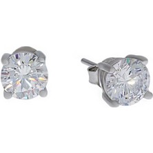 Celikchi Kadın 7 mm Yuvarlak Taş Model Tektaş Küpe