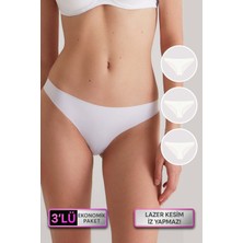 Pierre Cardin Kadın 3'lü Ekonomik Paket Ekru 2835 Iz Belli Etmeyen Külot (Ağ Kısmı Pamuklu)