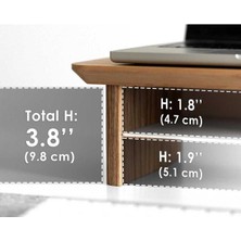 Ahşap Masa Monitör Standı Depolama ve Raflı -  Çift Monitör Yükseltici - Kolay Montaj-Meşe