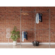 Endüstriyel Elbise Askılığı - Açık Gardrop Metal Elbise Teşhir Askısı -  Butik Teşhir Rafı-4