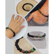 Yaşam Tohumu Anyolit (Rubizoit, Rubyzoisit) & Oniks Taşı 8mm  Tasarım Bileklik Hawaii Model (3905)
