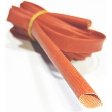 8mm H Class Cam Elyaf Örgü Silikon Izoleli Makaron 5 Metre, Çalışma -60/+250 Derece