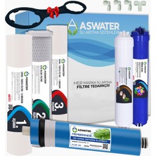 As Water Ihlas Aura Cebilon Compact  Uyumlu 6’lı Filtre Seti Tüm Açık Kasa (Housingli) Cihazlar ile Uyumlu 6 Aşamalı Arıtma Filtre Seti Arıtma Filtresi Mineral Filtreli