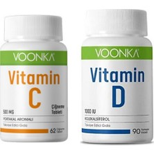 Voonka Vitamin C Portakal Aromalı 62 Çiğneme Tableti Voonka Vitamin D Içeren Takviye Edici Gıda 90 Kapsül