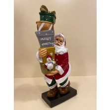 Yılbaşı Hediye Paketleri Taşıyan Noel Baba El Boyama 33X14 cm