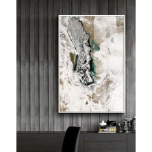 Harikabirev gri-Yeşil-Beyaz Abstract Model 1 |çerçeveli Temperli Cam Tablo Tekli Dikey