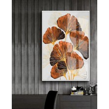 Harikabirev turuncu-Beyaz Çiçek Model 2 |çerçeveli Temperli Cam Tablo Tekli Dikey