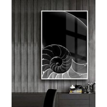 Harikabirev siyah-Beyaz Sarmal Soyut Abstract |çerçeveli Temperli Cam Tablo Tekli Dikey