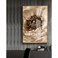 Harikabirev siyah Soft Şakayık Çiçeği Özü Detay |çerçeveli Temperli Cam Tablo Tekli Dikey