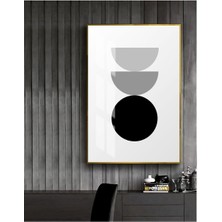 Harikabirev Harikabirev|siyah-Beyaz Soyut Abstract Şekiller 1|çerçeveli Temperli Cam Tablo Tekli Dikey