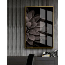 Harikabirev siyah-Beyaz Sevilen Lotus Çiçek Tablosu|çerçeveli Temperli Cam Tablo Tekli Dikey