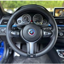 İmza Bmw F30 Alcantra Nappa Araca Özel Dikmeli Direksiyon Kılıfı (Kırmızı Dikişli)