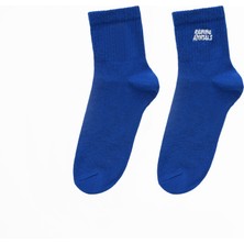 Raining Animals 2'li Koyu Renk Paket Pamuklu Unisex Tenis Çorap Logo Nakışlı Siyah & Lacivert