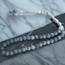 Gri Jasper Tesbih 33' Lük Tesbih Orijinal Doğal Taş Renk Atmaz Gri Jasper Taşı 10 mm Boyut