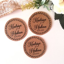 İremden Yapraklı Kraft Etiket/ Söz Nişan Nikah Hediyelik Etiketi / Kraft 50 Adet 4 cm