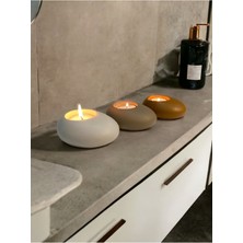 Ogish Concept Three Drops Beton Tealight Mumluk 3'lü Set | Alaçatı-Vizon-Karamel |
