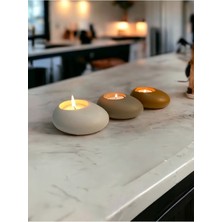 Ogish Concept Three Drops Beton Tealight Mumluk 3'lü Set | Alaçatı-Vizon-Karamel |
