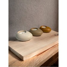 Ogish Concept Three Drops Beton Tealight Mumluk 3'lü Set | Alaçatı-Vizon-Karamel |