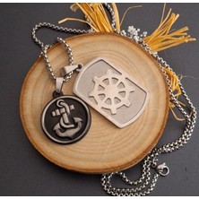 Vikings Ikili Ürün Fırsatı !! Paslanmaz Çelik Denizci Dümen ve Çapa Kolye /70 cm Zincirli