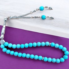 Mga Doğaltaş Turkuaz Tesbih 33' Lük Tesbih Orijinal Doğal Taş Renk Atmaz 1. Kalite Doğal Taş, 10 mm