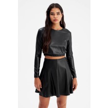 Kadın Siyah Deri Etek