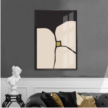 Harikabirev siyah-Krem Kabartmasız Çiçek Model 2 |çerçeveli Temperli Cam Tablo Tekli Dikey