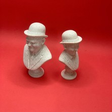 Nbshop 3d Laurel & Hardy Büst - Figür - 10 Cm Mermer Görünümlü