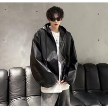 Ultra Ovarsize Hakiki Deri Unisex Hip Hop Mont