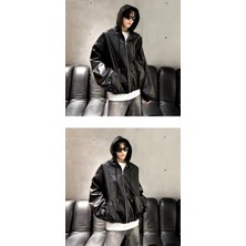 Ultra Ovarsize Hakiki Deri Unisex Hip Hop Mont