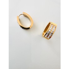 Devi Fashion Çelik Zirkon Taşlı Halka Küpe