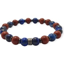 Dota Lapis Lazuli- Jasper  8 mm Özel Tasarım Doğal Taş Bileklik