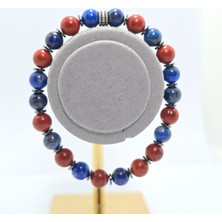 Dota Lapis Lazuli- Jasper  8 mm Özel Tasarım Doğal Taş Bileklik