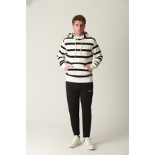Erkek Çizgili Kapüşonlu Sweatshirt