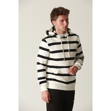 Erkek Çizgili Kapüşonlu Sweatshirt