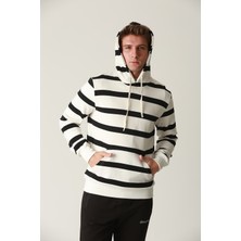 Erkek Çizgili Kapüşonlu Sweatshirt