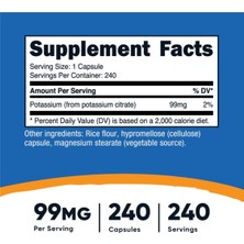 Nutricost Potassium Citrate 99MG, 240 Capsul