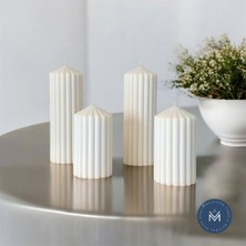 Melusina Candle Dekoratif 4lü Kalın Sütun Mum - Kokulu Vegan Soya Wax Mumu