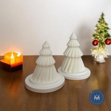 Melusina Candle Dekoratif 2'Lİ Spiral Dönence Çam Model Mum - Kokulu Vegan Soya Wax Mumu