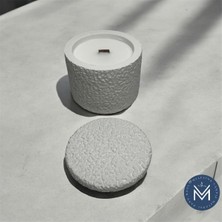 Melusina Candle 3'lü Dekoratif Taş Desenli Beton Kapaklı Model Mumluk ve Kokulu Vegan Soya Wax Mumu