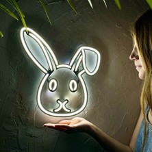 Tol Camp Rabbit Modern Neon LED Işık - Modern ve Şık Metal Üzerine Neon Duvar Dekoru, Beyaz Işık, 30.5 cm x 36 cm