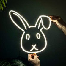 Tol Camp Rabbit Modern Neon LED Işık - Modern ve Şık Metal Üzerine Neon Duvar Dekoru, Beyaz Işık, 30.5 cm x 36 cm