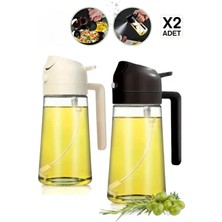 Emr Shop 2 Adet Çift Fonksiyonlu Cam Sprey Yağdanlık 450ML Zeytinyağı Sıvıyağ Şişe Airfryer Yağlık Sirkelik   Emr Home