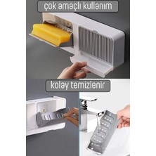 Emr Shop 2 Bölmeli Su Tutmaz Katı Sabunluk Güçlü Yapışkanlı Duvara Monte Kapaklı Mutfak Banyo Organizeri Emr Home