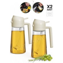 Emr Shop 2 Adet Çift Fonksiyonlu Cam Yağdanlık 450ML Zeytinyağı Sıvıyağ Şişe Sprey Airfryer Yağlık Sirkelik   Emr Home