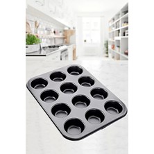 Emr Shop   Muffin Kalıbı 12'li Kek Pasta Kurabiye Cupcake Muffin Kalıbı Kek Çörek Fırın Kapsül Tepsisi Siyah   Emr Home