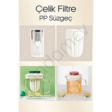 Emr Shop   Isıya Dayanıklı Borosilikat Filtreli Bitki Çayı Süzgeçli Cam Demlik & Kulplu Sürahi 850 Ml.   Emr Home