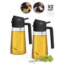 Emr Shop 2 Adet Çift Fonksiyonlu Cam Yağdanlık 450ML Zeytinyağı Sıvıyağ Şişe Airfryer Sprey Yağlık Sirkelik   Emr Home