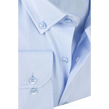 Varetta Erkek Mavi Uzun Kollu Büyük Beden Desenli Geniş Kesim Cepli Gömlek